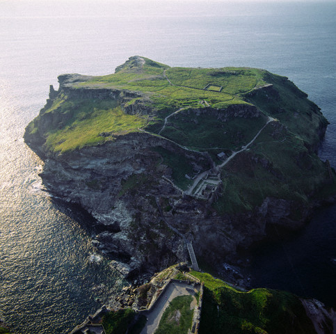 Ruins of Tintagel Castle, legendary birth place of King Arthur