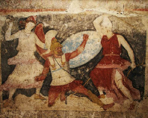 Sarcophagus of the Amazons. A Greek Attacked by Two Amazons