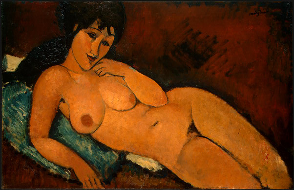 Amedeo Modigliani Nude on a Blue Cushion