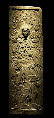 Astronomical Stele. The priest is dressed as a player from the sacred ball game