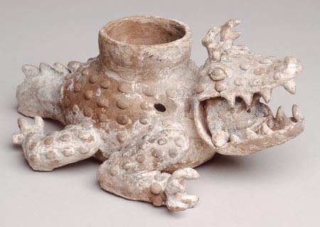 Crocodile incense burner.  Maya, Santa Rita site