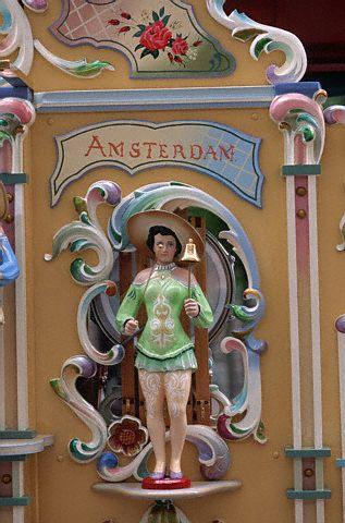 A small doll-like figurine, part of the bell ringing mechanism in a large clock, Amsterdam