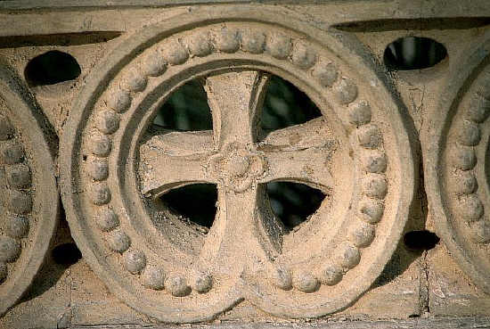 A carved cross on the facade of the Coptic Musuem in Old Cairo. Egypt