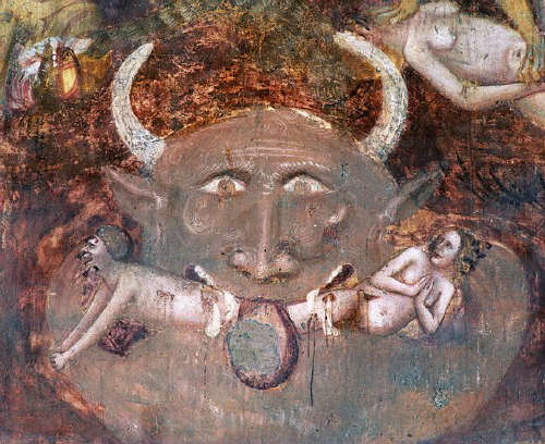 Detail of Satan from The Last Judgement by Jacopo da Bologna 1350