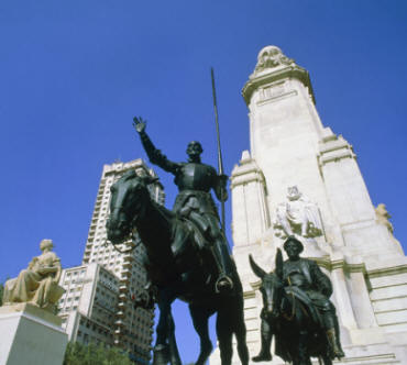 Don Quixote Statue at Monument to Cervantes by Lorenzo Coullaut-Valera