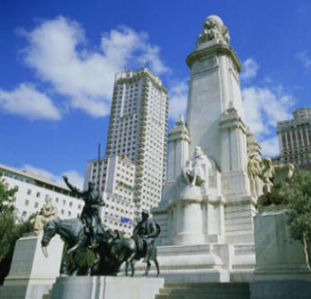 Don Quixote Statue at Monument to Cervantes by Lorenzo Coullaut-Valera