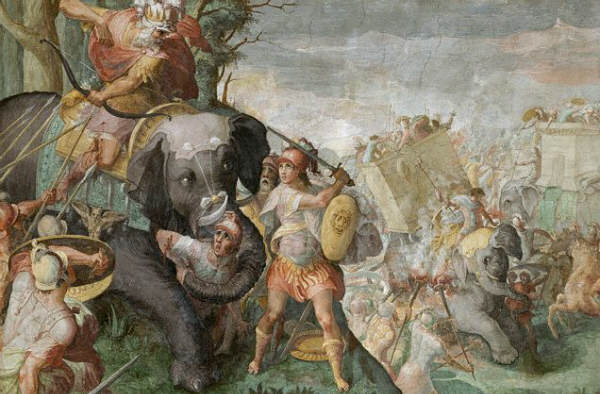 Hannibal Fighting a Roman Legion in the Alps by School of Raphael