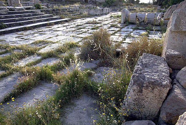 stone paving blocks at the ruins of Eleusis, Greece
