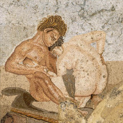 Ancient Roman Mosaic with Satyr and Nymph ca. 80 A.D.