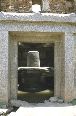 A large sculpted stone in the Phallic Temple to Siva. Visayanagara, India