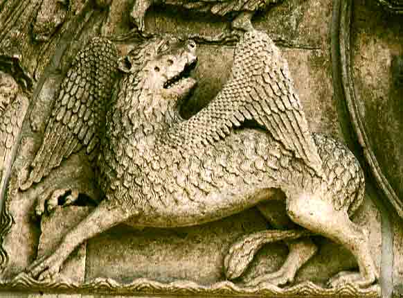 Chartres Cathedral - Christ in Majesty with four apocalyptic beasts