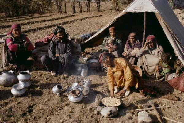 A Bakarwaal Gypsy family at camp