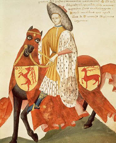 Fifteenth Century Manuscript Illumination of a Knight From the Codex Capodilista