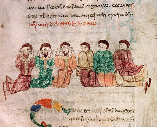 Manuscript Illumination of Heretics and Jews Unable to Hear the Word of God. From Rabanus Maurus's De Universo 1023