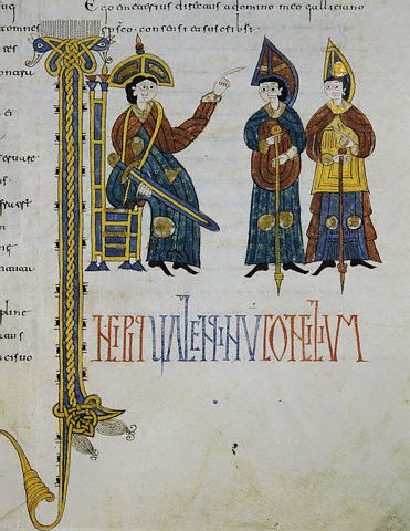Bishop and Other Clergy from an Emilian Codex 10th 