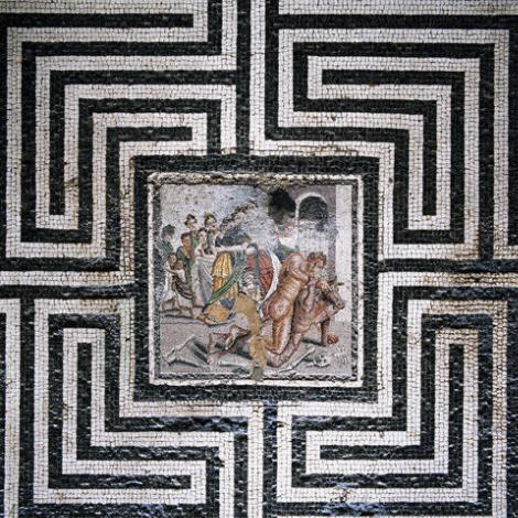 Theseus and the Minotaur Mosaic in the House of the Labyrinth at Pompeii