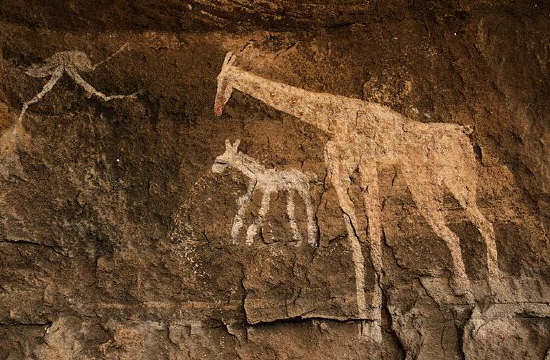 Neolithic Cave Painting  from Libya of Giraffes