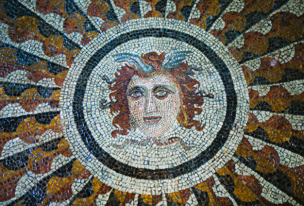 Medusa Floor Mosaic at Palace of the Grand Masters Rhodes, Greece