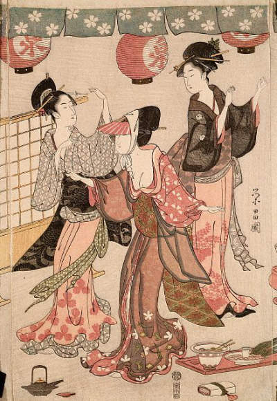 Women's Party at a Teahouse by Hosoda Eisho 1794-1798