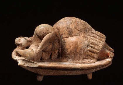 Neolithic Statuette of Female Figure on a Bed from Hal Saflieni