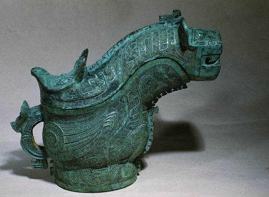 Shang Dynasty Bronze Ritual Vessel Depicting a Monster and an Owl