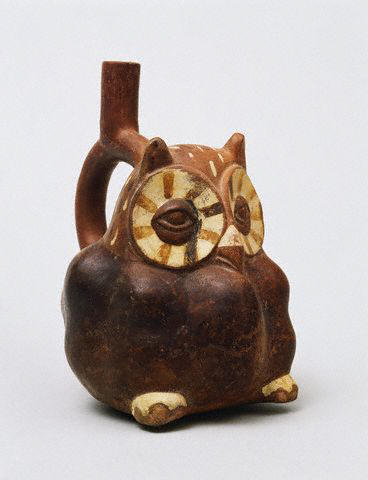 Mochica Stirrup-Spouted Owl Effigy Jar