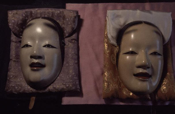 A pair of traditional Noh masks