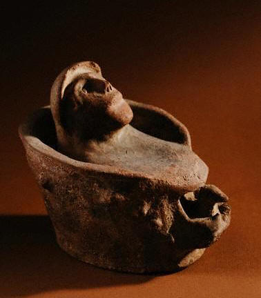 Cinerary Urn With the Deceased Seated on a Throne