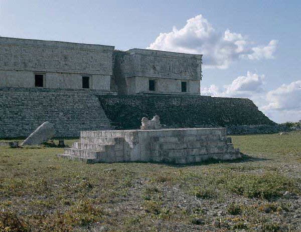 The Throne of the Two-headed Jaguar Against the Palace of the Governor in Uxmal