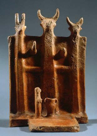 Votive Model With a Libation Scene Before Three Gods ca. 2100 B.C.